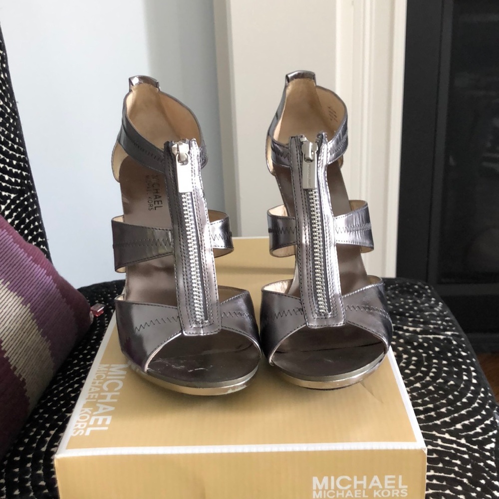 Silver Metallic gun metal color sandal